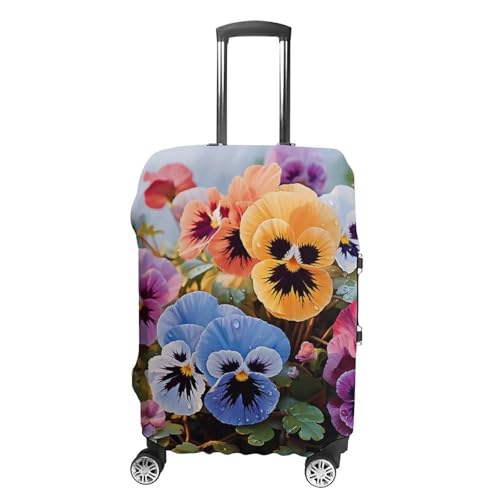 Pansy Flowers Luggage Cover, Washable Elastic Suitcase Cover Protector Fit 18-32 Inch Luggage