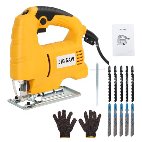 Wilitto Sierra de calar eléctrica, kit de herramientas de sierra de calar eléctrica con cable, sierra circular de 710 W, cortador de energía eléctrica para corte de madera, metal y plástico, 10