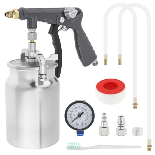ChgImposs Undercoating Spray Gun Kit 34 fl oz / 1 Liter Cup Fluid Film Rust Proofing Gun for Truck Bed Liner Car Underbody Coating Rubberized Protective Spray Tool with Hoses (Grey)
