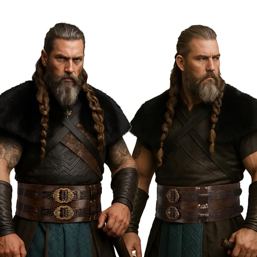 Medieval Viking Wide Belt - Renaissance Faux Leather Pirate Belt Pouch for Men & Women LARP, Halloween, Cosplay Party3