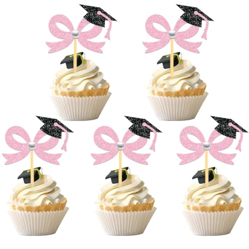 Décoration nœud rose cupcake pour fêter la remise de diplôme 2025