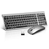 Wireless Keyboard and Mouse Combo, Compact Quiet Wireless Keyboard and Mouse Set 2.4G Ultra-Thin Sleek Design for Windows, Computer, Desktop, PC, Notebook, Laptop-Grey
