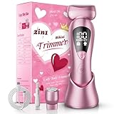 Cordless Electric Razors for Women: Rechargeable Painless Bikini Trimmer for Body Hair - IPX7 Waterproof Shaver with LED Display for Face/Underarm/Leg Blush Pink