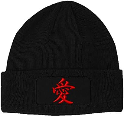 Custom Patch Beanie Japanese Love Style 2 Embroidery Acrylic Skull Cap Hats for Men & Women Black Design Only