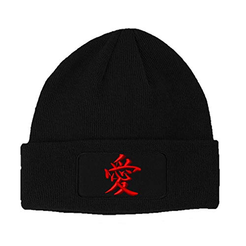 Custom Patch Beanie Japanese Love Style 2 Embroidery Acrylic Skull Cap Hats For Men & Women Black Design Only #TOP3