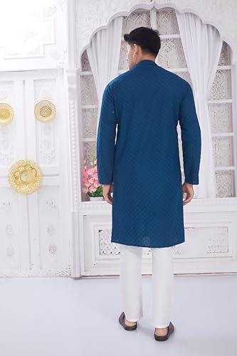 Image of DIVISIVE Men's Thread Embroidered Cotton Only Slim Fit Kurta
