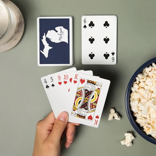 52 Cartas de Poker Michigan White on Navy miniatura 2