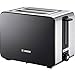Produktbild Bosch Kompakt Toaster ComfortLine TAT7203, integrierter Edelstahl-Brötchenaufsatz, mit Abschaltautomatik, mit Auftaufunktion, perfekt für 2 Scheiben Toast,1050 W, Edelstahl/schwarz
