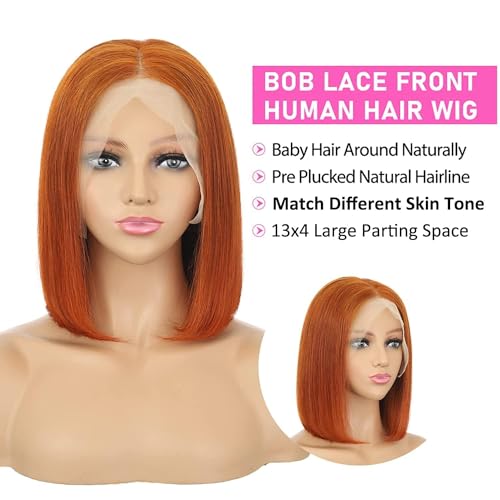 Human Hair Straight Bob Lace Front Wig, Pre-Plucked 13x4 Glueless