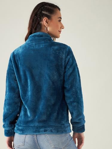 Image of Modeve Women Solid Full Sleeve Fur Standard Length Jacket For Winter