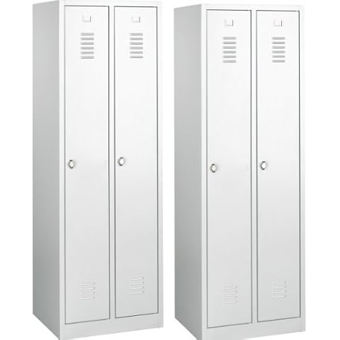 Lüllmann 2 X Spind komplett montiert Stahl-Kleiderspind Spindschrank Metallspind Garderobenschrank 2türig 250mm Cover