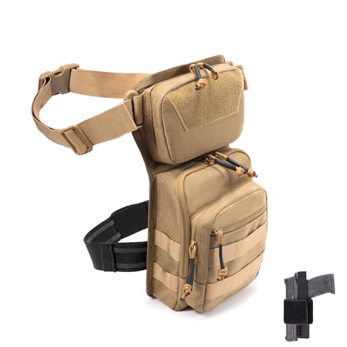 CLTAC Tactical Drop Leg Bag Utility Pouch Molle Pack for Outdoor Motorcycle Cycling Hunting Hiking with CCW Gun Holster