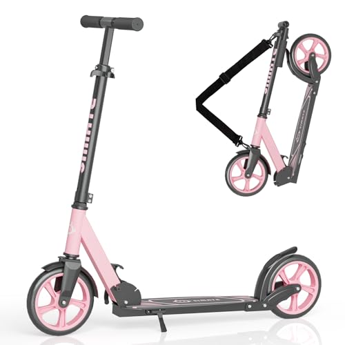 Image of SIMATE Kick Scooter for Kids Teens & Adults, 4 Adjustable Heights, 8IN All Terrain Big Wheels, Foldable and Lightweight, Gifts for Girls Boys
