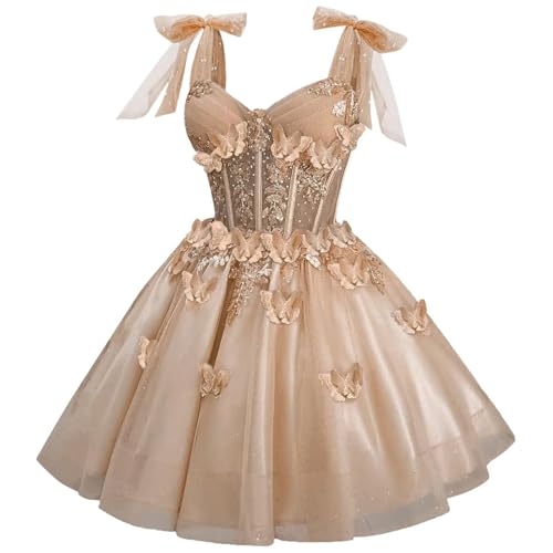 3D Butterfly Homecoming Dresses Bow Straps Sweetheart Tight Mini Dress Short Prom Dresses
