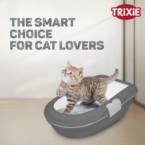 Trixie-Berto-Litter-Tray-Three-Part-with-Separating-System-Has-a-Double-Rim-to-Prevent-Leakage-Unique-Double-Tray-and-Sieve-Design-That-Makes-Cleaning-The-Tray-Both-Easy-and-Hygienic-Grey