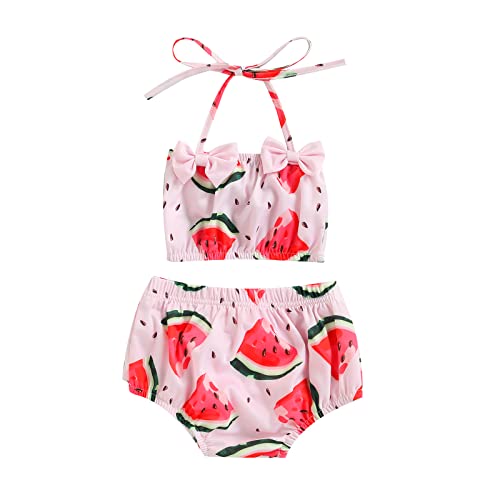 Image of Toddler Girl Swimsuits Infant Baby Girl Bathing Suit Bikini Sets Swimwear 3 Piece Summer Beach Outfit Top Shorts Hat