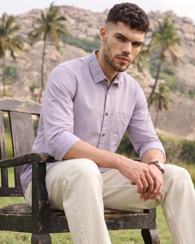Image of Amazon Brand - INKAST Men Solid Cotton Shirt | Casual Wear | Basic Essential Plain Everyday & Office Wear | Full Sleeve | Regular Fit