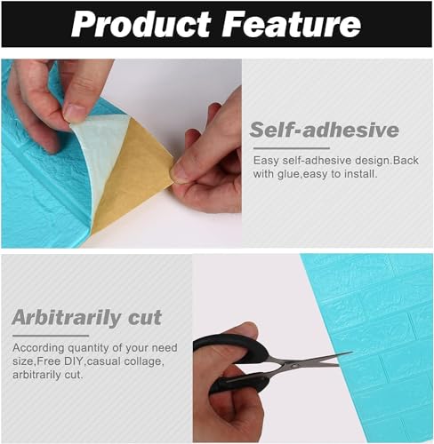 Image of TEKCOOL Self-Adhesive Waterproof PE Foam 3D Wall Panels Wallpaper Sticker for Bathroom, Living Room, and Home Decoration (70 x 77cm, Appx. 5.8Sq Feet)-5 Piece