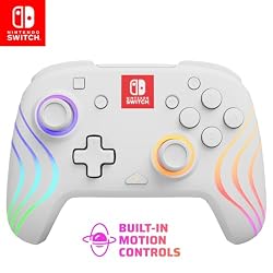 PDP Afterglow Wave Wireless RGB Gaming Controller for Nintendo Switch 2 | Nintendo Switch Lite, OLED, RGB LED Lighting, App Customization, Rechargeable 20-Hr Battery, 2 Mappable Back Buttons, White