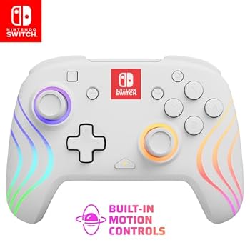 PDP Afterglow Wave Wireless RGB Gaming Controller for Nintendo Switch 2 | Nintendo Switch Lite, OLED, RGB LED Lighting, App Customization, Rechargeable 20-Hr Battery, 2 Mappable Back Buttons, White