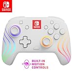 PDP Gaming Afterglow Wave Wireless Nintendo Switch Pro Controller - Officially Licensed, Nintendo Switch 2, Switch Lite/OLED, RGB LED Customization, App Controls, Rechargeable Battery Power - White