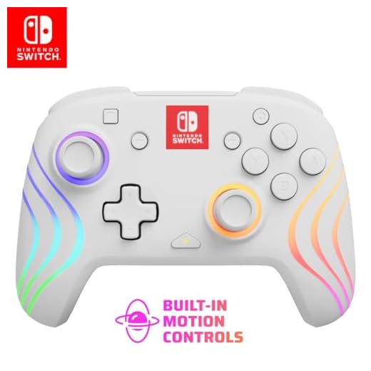 PDP Afterglow Wave Wireless Pro Controller with Full Motion for Nintendo Switch, Nintendo Switch - OLED Model, 8 RGB LED Lighting Zones, 30 Foot Range, 20 Hour Rechargeable Battery White