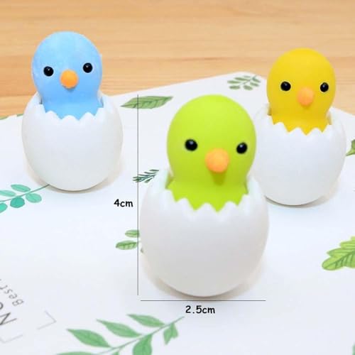 Image of AK Store (Pack of 4) 3D Cute Cartoon Shape Rubber Pencil Erasers, School Stationery for Kids, Boys Girls, Birthday Return Gifts (Chicken in Egg Shell)
