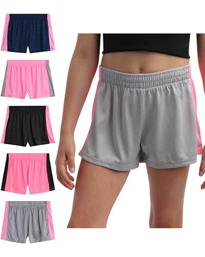 Girls' Active Shorts - 5 Pack Kids Athletic Performance Gym Shorts - Dolphin Running Shorts for Girls (7-16)
