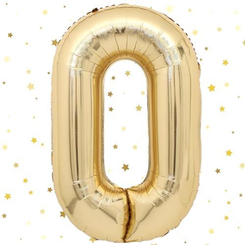 40 pouces Ballon Chiffre 0, VUCDXOP Champagne d'or Ballon Chiffre Numéro 0, 0 Number Ballon Age Gonflable Anniversaire, hélium ballon chiffre 0,ballons de numéro, décoration de mariage