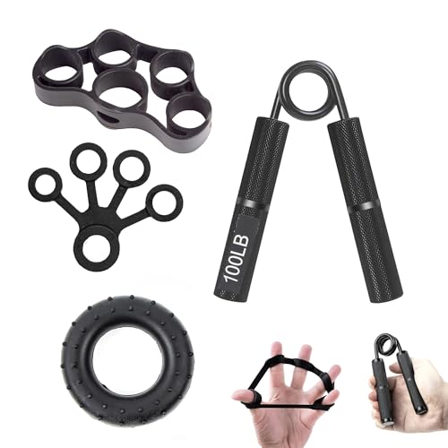 jinminamz Handtrainer, Hand Training Handmuskeltrainer 5er-Pack, Schwarz