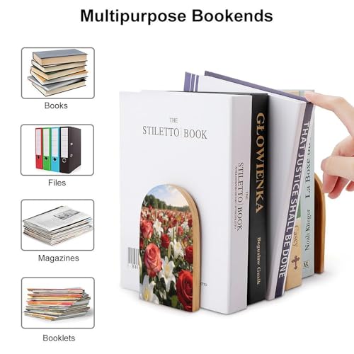 Sujetalibros antideslizante de madera resistente para sujetar libros pesados en la oficina 4