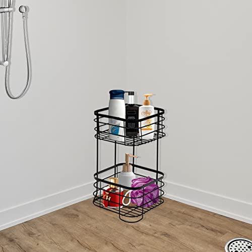 Image of Plantex Heavy Steel Multipurpose Bathroom Corner Shelf /Storage Rack /Organizer For Living Room /Kitchen /Bathroom Accessories - Countertop (Black, Powder Coated)