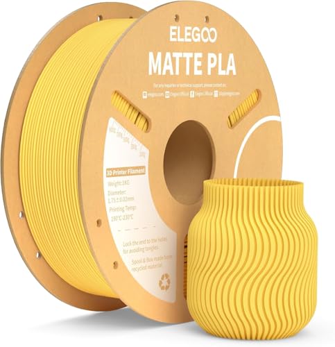Image of ELEGOO Matte PLA 3D Printer Filament Yellow 1.75mm | Precision ±0.02mm | Matte Finish, Tangle-Free | 1KG Spool | Reliable Adhesion | Compatible with FDM Printers