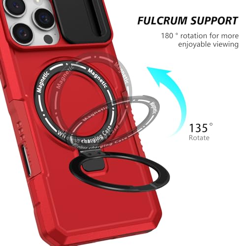 Funda Samsung S25 magnética a prueba de golpes con soporte integrado rojo 5