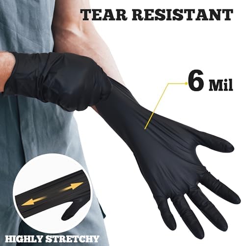 TitanFlex Disposable Nitrile Exam Gloves - 6-mil, Black, Large 100-ct Box, Heavy Duty, Latex Free, Food Safe for Cooking & Food Prep(L) - 1