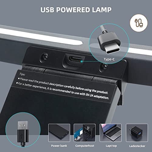 LED Computer Monitor Lampe 55CM, Gebogen Computermonitorlamp Led met Touch Control, USB aufladen bureaulamp, geen reflecterendeschittering, Screen Bar voor gebogen monitor met platte monitor