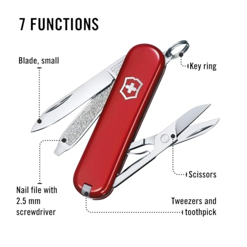 Image of Victorinox Swiss Army Knife - FRESH. STYLISH. COLORFUL SWISS CLASSICS - 7 Function, Multitool with a Pair of Scissors - Red, 58 mm