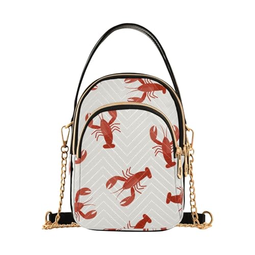 susiyo Crawfish Red Lobsters Small Crossbody Bags Shoulder Bag for Women Multi Zipper Stylish Ladies Messenger Bags Phone Purse Handbag Wallet