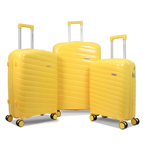 Image of Sarjah Polypropylene Suitcase Trolley Bag Set of 3 | TSA-Type Lock | TSA-Type Lock, 360 Dual Spinner Wheels, Aviation-Grade Telescopic Handle, Matte-Gloss Finish