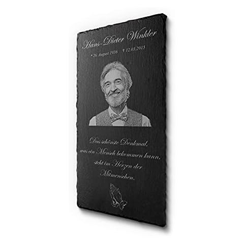 CHRISCK design Grabschmuck 30 x 60 cm | Grabplatte mit personalisierter Gravur für Menschen | Gedenktafel für Menschen aus Schiefer mit Gravur Cover