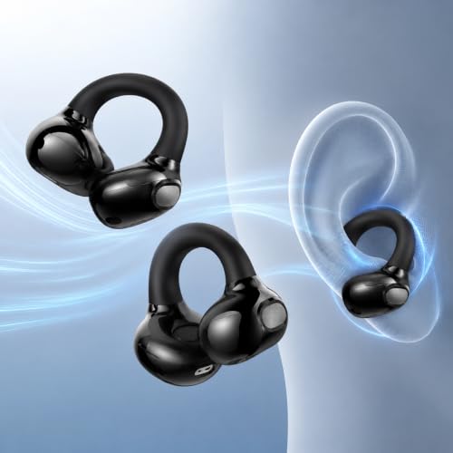 Image of ClipPro J18 Wireless Bluetooth Earbuds with Ear Hooks, 40 Hours Total Playtime, ENC Noise Reduction, HD Mic, Touch Control, Type-C Fast Charging, IPX5 Sweat Resistant Earphones (Black)