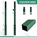 Otoolling Square Tennis Posts with Ground Sleeves Outdoor Heavy Duty Court Permanent Playground Kit Green Spray Tennis Challenge Court Net Quick Fixation System Equipped with a Cable Reel
