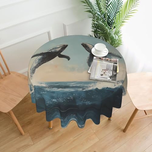 WBQLSL Whale LeapEste mantel circular floral de 60 pulgadas de diámetro es perfecto para cenas o decoraciones en interiores y exteriores.