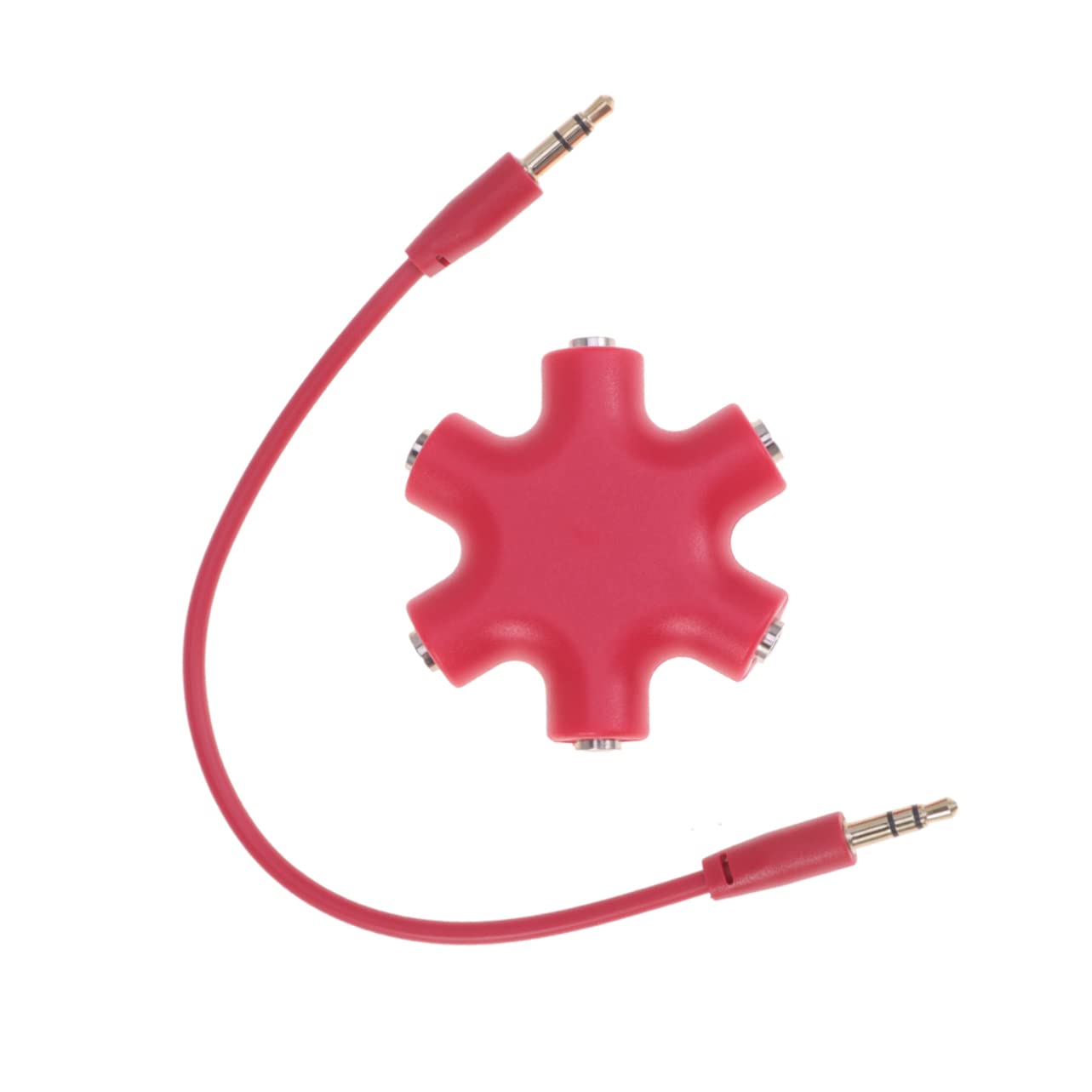 Mipcase 5 Way Headphone Splitter Adapter Port Female Audio Connector for Phone Music Player Compatible with Devices Red