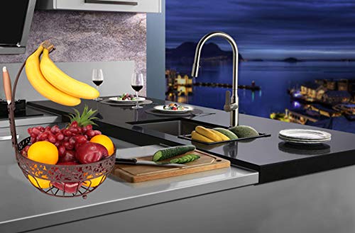 Rosyline Fruit Basket + Banana Holder, Elegant Fruit Bowl With Banana Tree Hanger (Bronze Gold) #TOP6