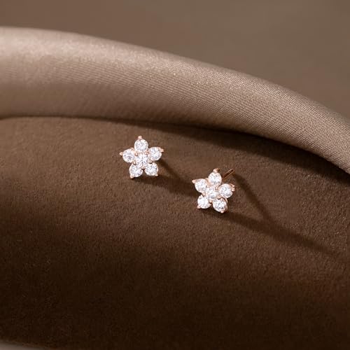 Pendientes de plata 925 de flores con circonitas para regalo de comunión 4