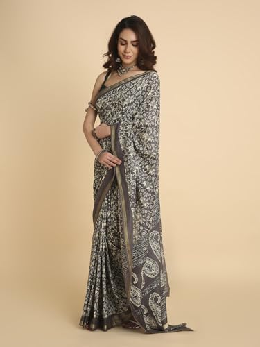 Image of RATAN Women's Pure Soft Cotton Saree with Blouse Piece | Lightweight Breathable Daily Wear Cotton Saree | Traditional Printed Saree for Office Casual & Summer Wear