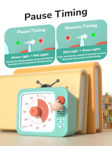 Image of LIORQUE Visual Timer for Kids with Pause, 60 Minute Countdown Timer, Green