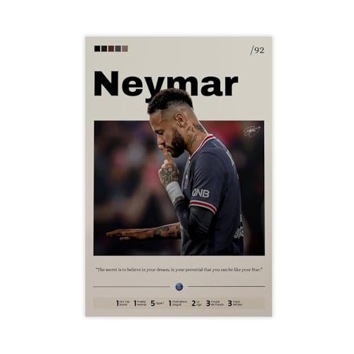 CXGFEFFG Neymar Poster, Neymar Soccer Print Decor Canvas Poster Bedroom Decor Gift 12x18inch(30x45cm)