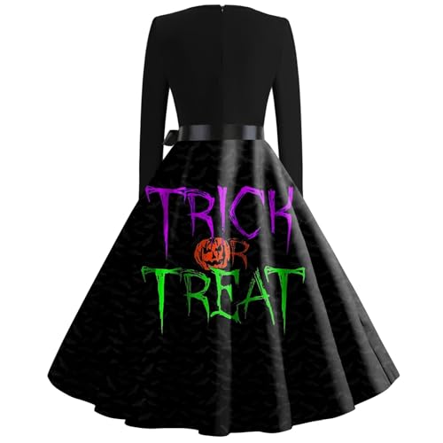 OIOLOYJM Sexy Plus Size Halloween Costumes Woman 2025 Long Sleeve V Neck Printed Gothic Retro Formal Party Dresses for Women
